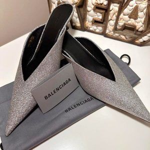 BALENCIAGA - KNIFE GLITTER MULES - Size 9